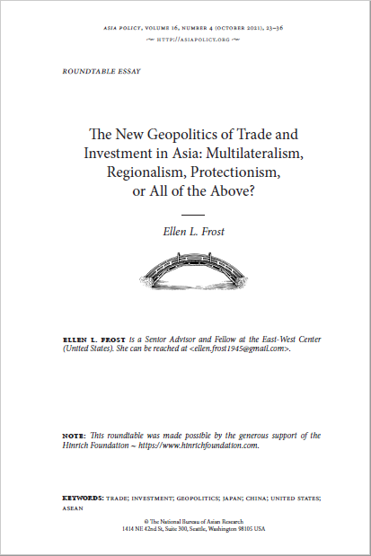New Geopolitics of Trade and Investment in Asia